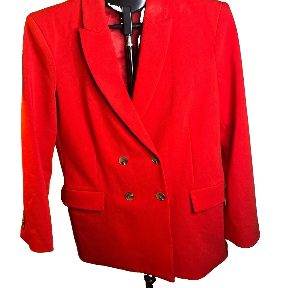 J.McLaughlin Women’s 10 Red Double-Breasted Blazer Professional Office